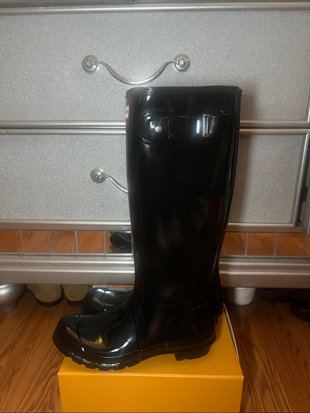 Hunter Original Tall Black Gloss Rain Boots, sz 7 - Picture 8 of 8